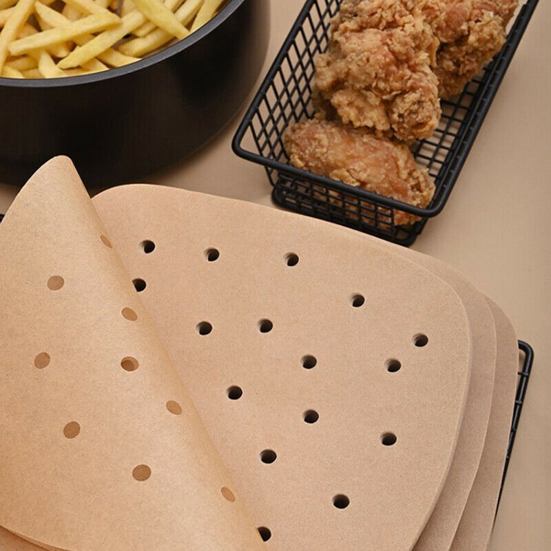 100pc Air Fryer Liners Bamboo Steamer Liners Premium Perforated Non-stick PapeWF