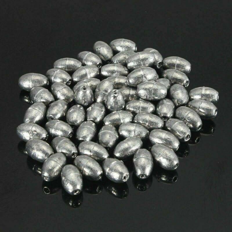 50PCS/set Pure Lead Olive Shape Sinker Outdoors Drain Fishing Making Supplies