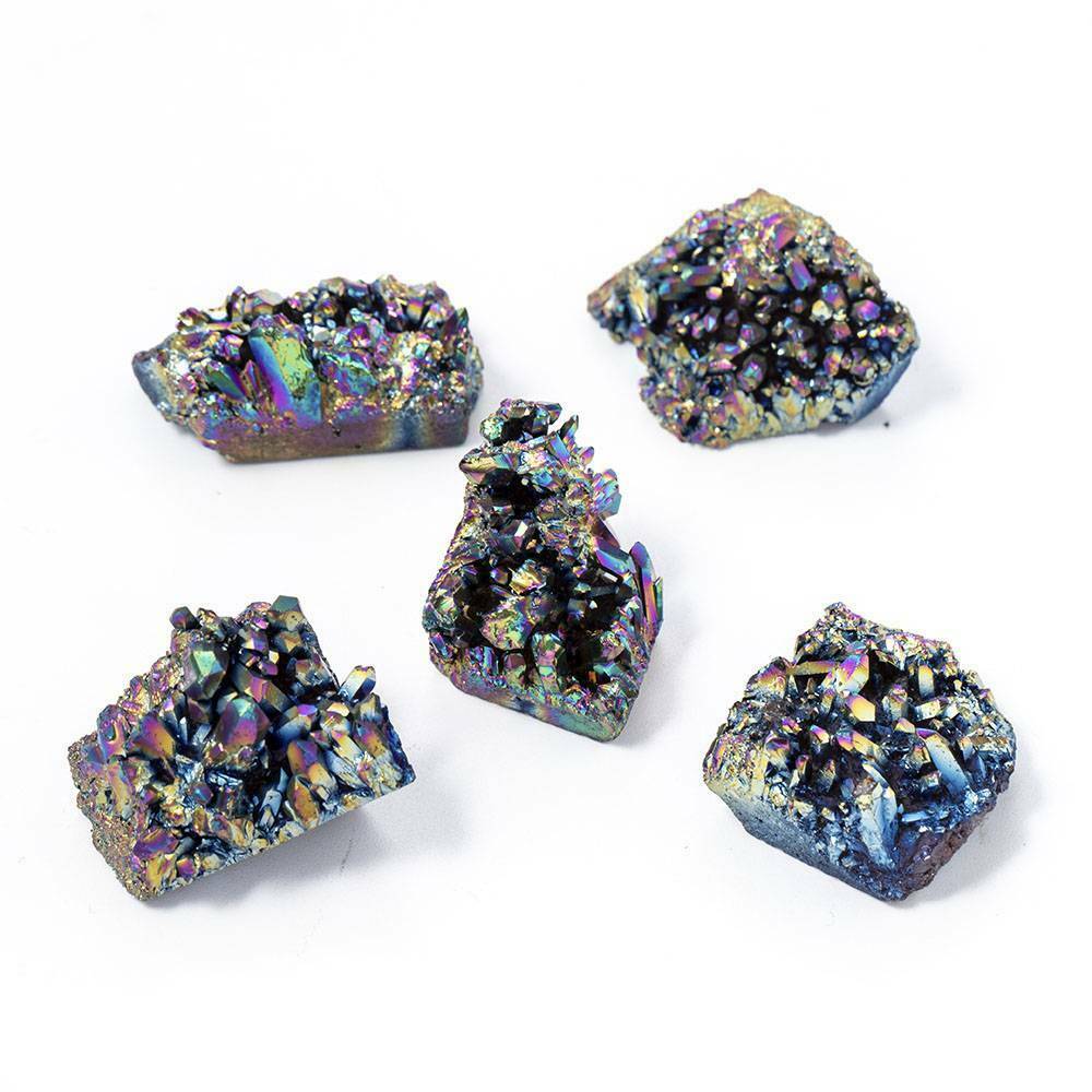 UK Natural Crystal Quartz Aura Amethyst Rainbow Titanium Specimen Cluster Stone