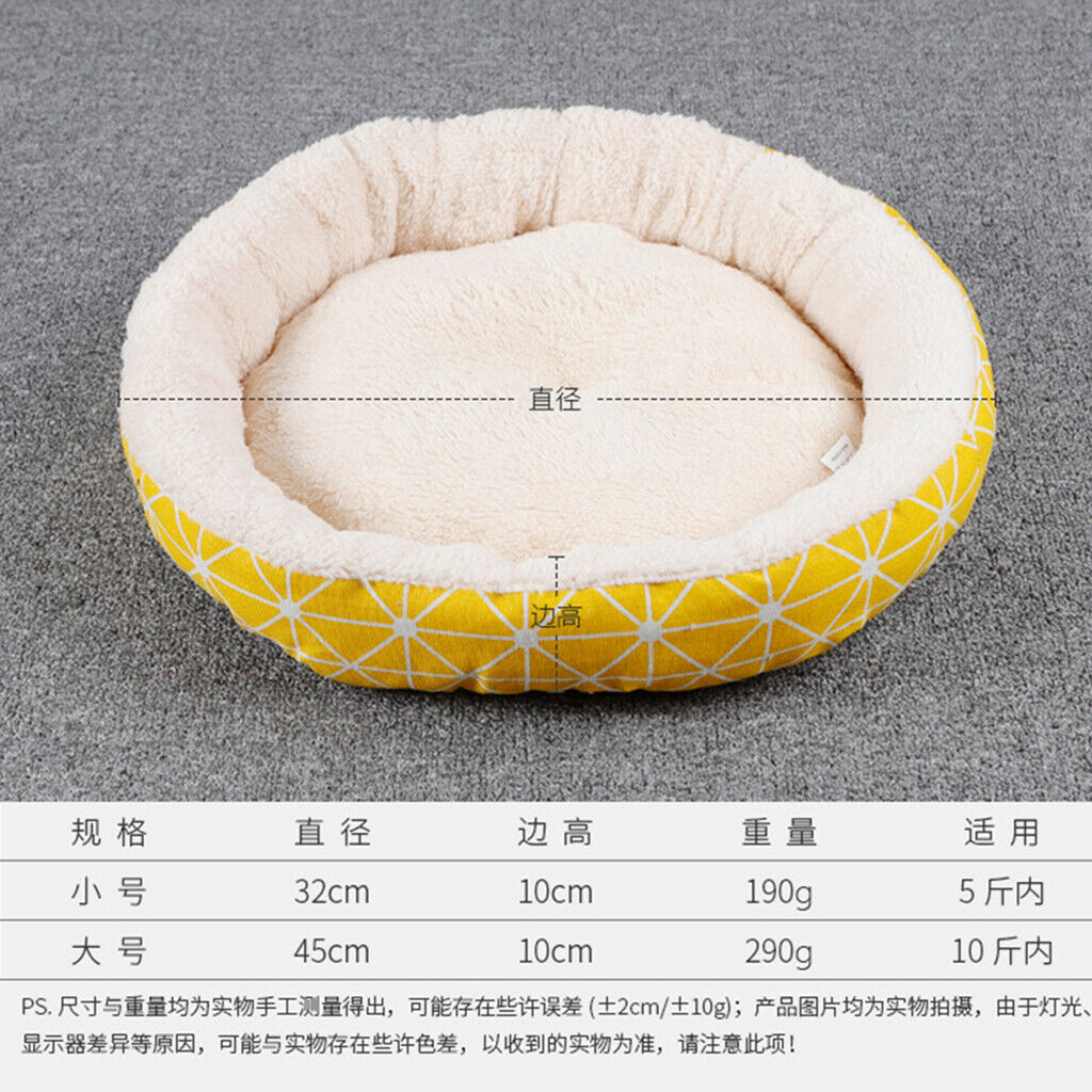 Small Dog Sleeping Bed Cozy Comfortable Nest For Small Dog Cat Yellow Grid-L