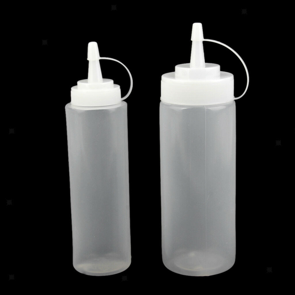 12oz Clear Plastic Squeeze Bottle Condiment Ketchup Mustard Dispenser w/ Cap