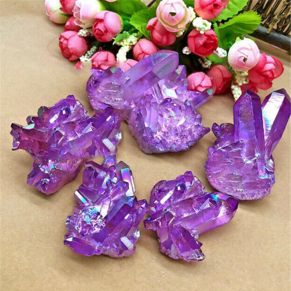 50-80g Natural Aura Angel Crystal Cluster Quartz Titanium Healing Specimen~ NEW
