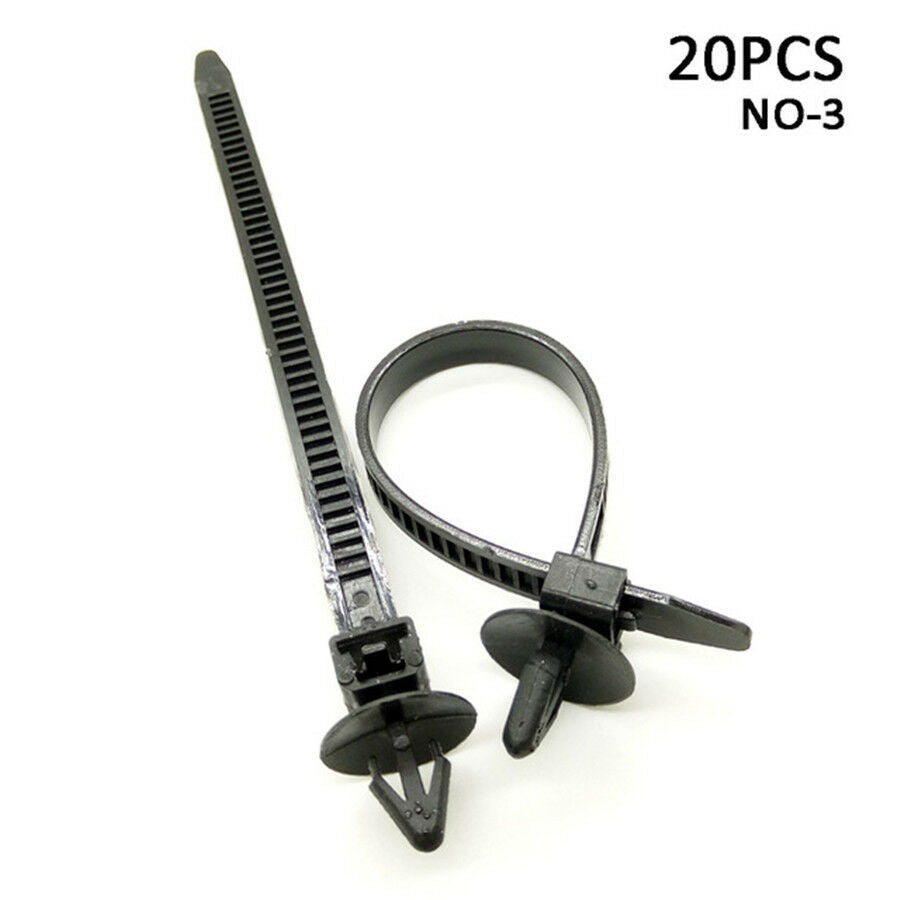100Pcs Mix Car Cable Line Fixed Fastener Strap Nylon Bundled Wire Band Tie Wrap