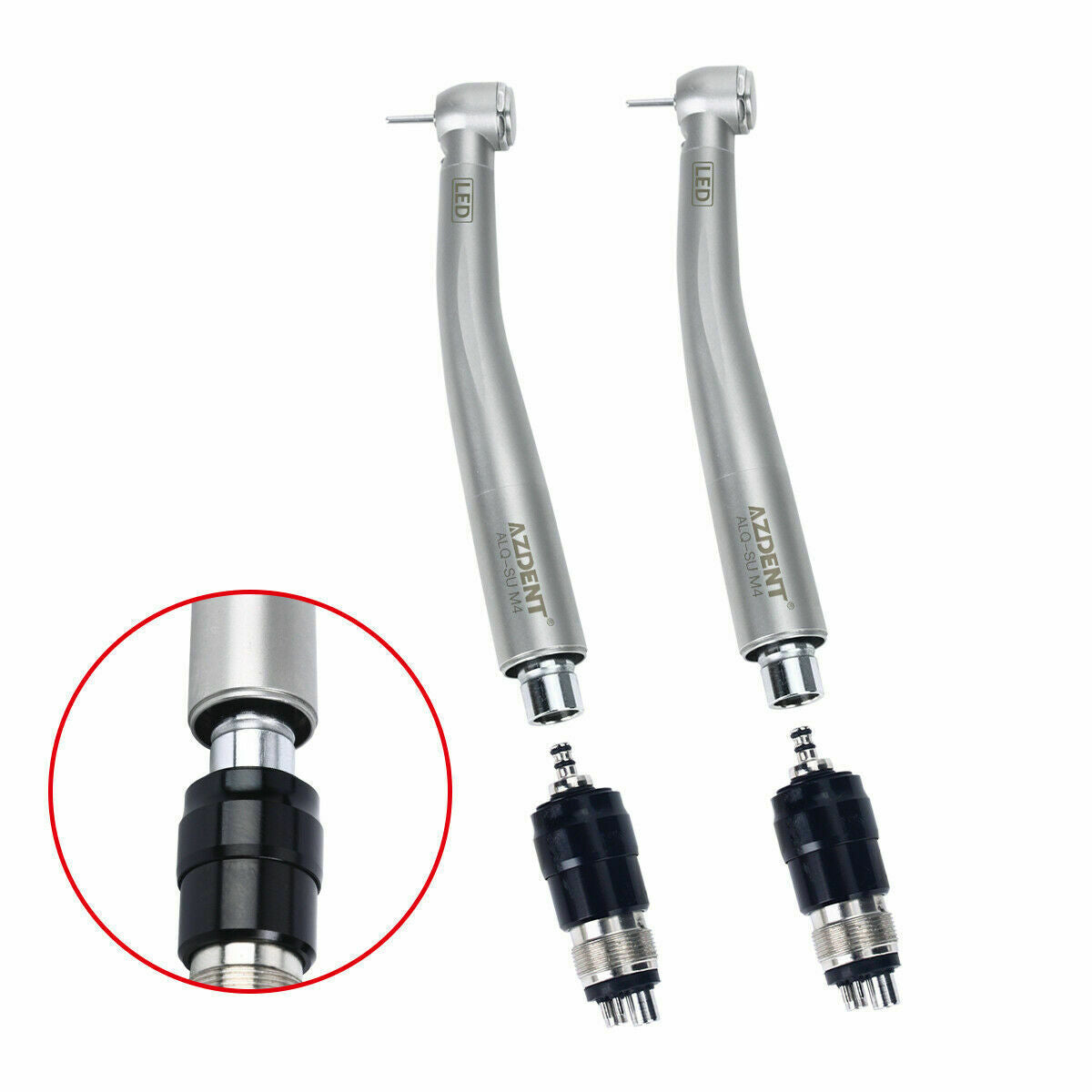 2 X Dental Self-Generator LED High Speed Handpiece Quick Coupler 4Spray 4H