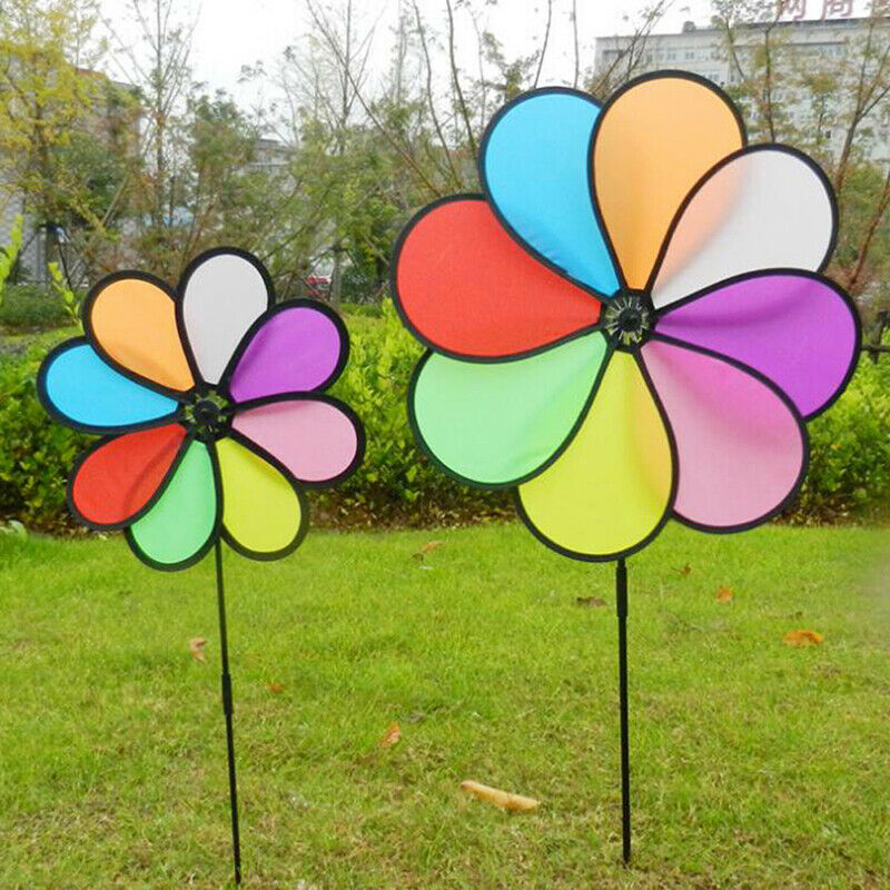 Colorful Rainbow Dazy Flower Spinner Wind Windmill Garden Yard Outdoor De.l8