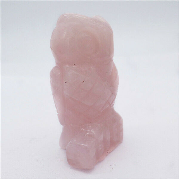 50x28x20mm Natural Rose Quartz Carved Owl Decoration Statue Home Decor HH7923
