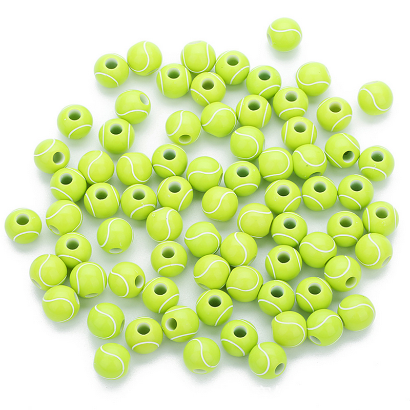 100pcs 12mm Tennis Ball Beads Spacer Beading Acrylic Round Beads Jewelry Making
