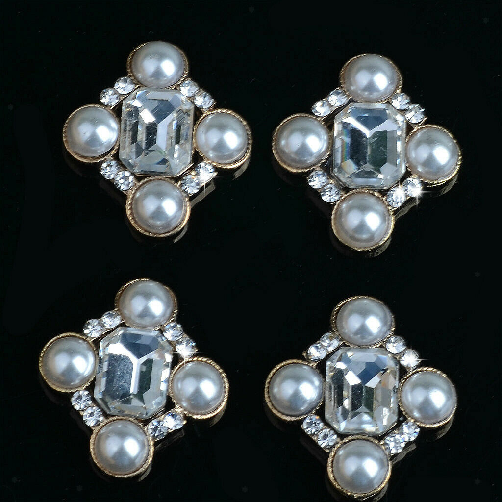 10 Pcs Diamond Rhinestone Crystal Bead Embellishment Buttons Flatback