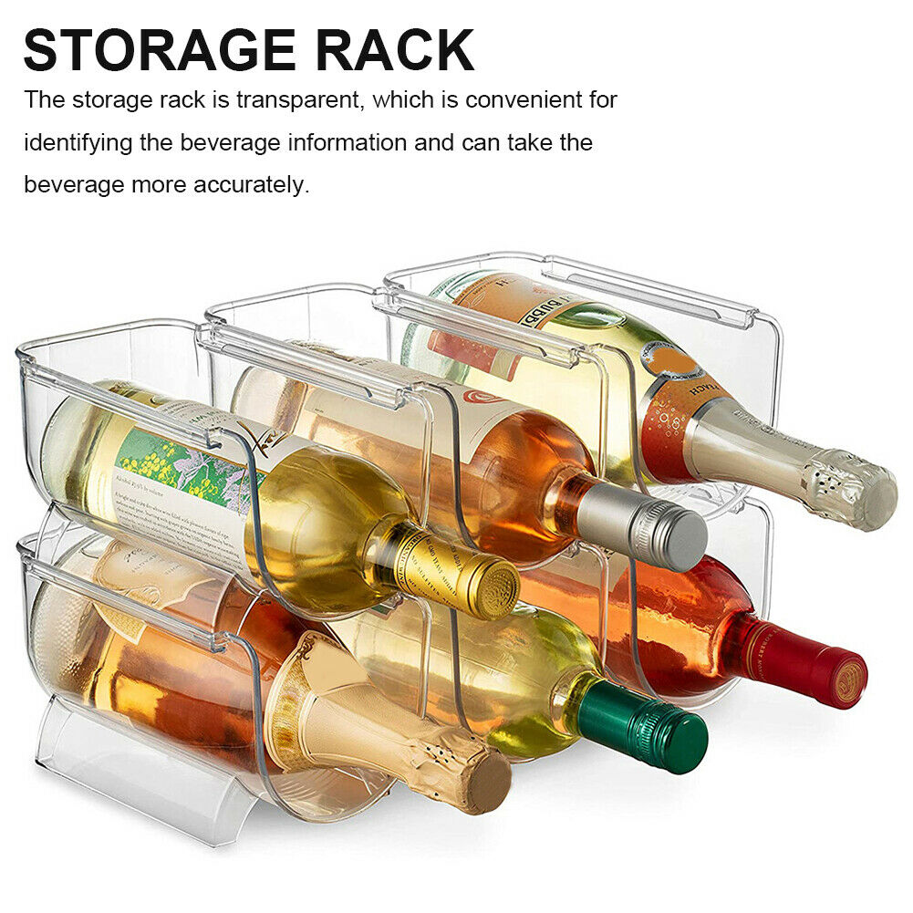 Pantry Fridge Stackable Plastic Wine Rack Holder Clear Wine Bottle Organizers
