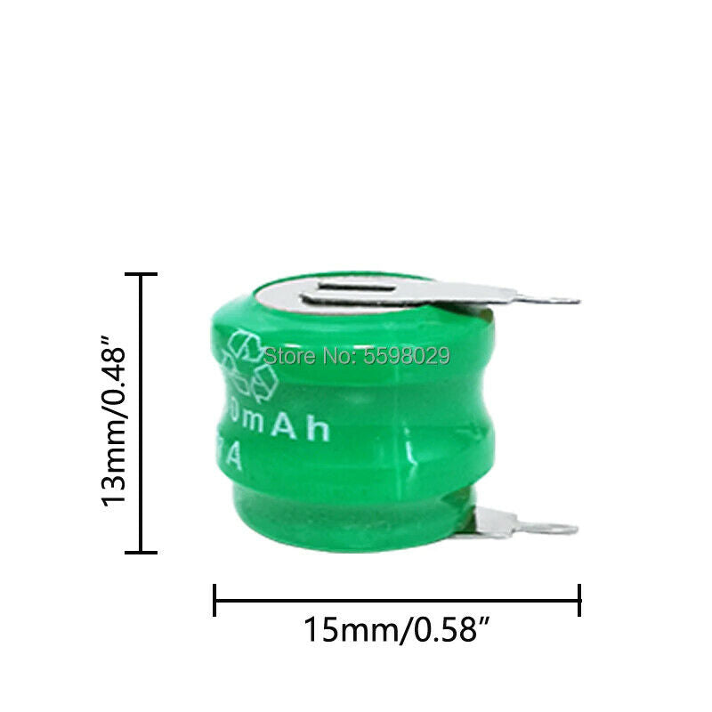 2pcs Button Cell 80mAh 2.4V Ni-MH Rechargeable Battery With Welding Pins (L