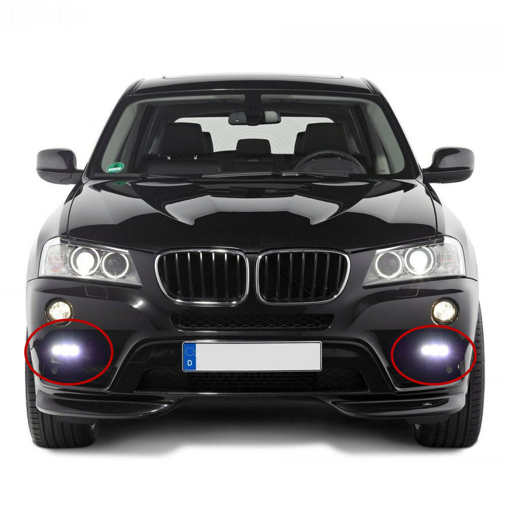 2x 3LED White Car Truck Daytime Running Light Fog Lamp with Mounting Bracket DRL