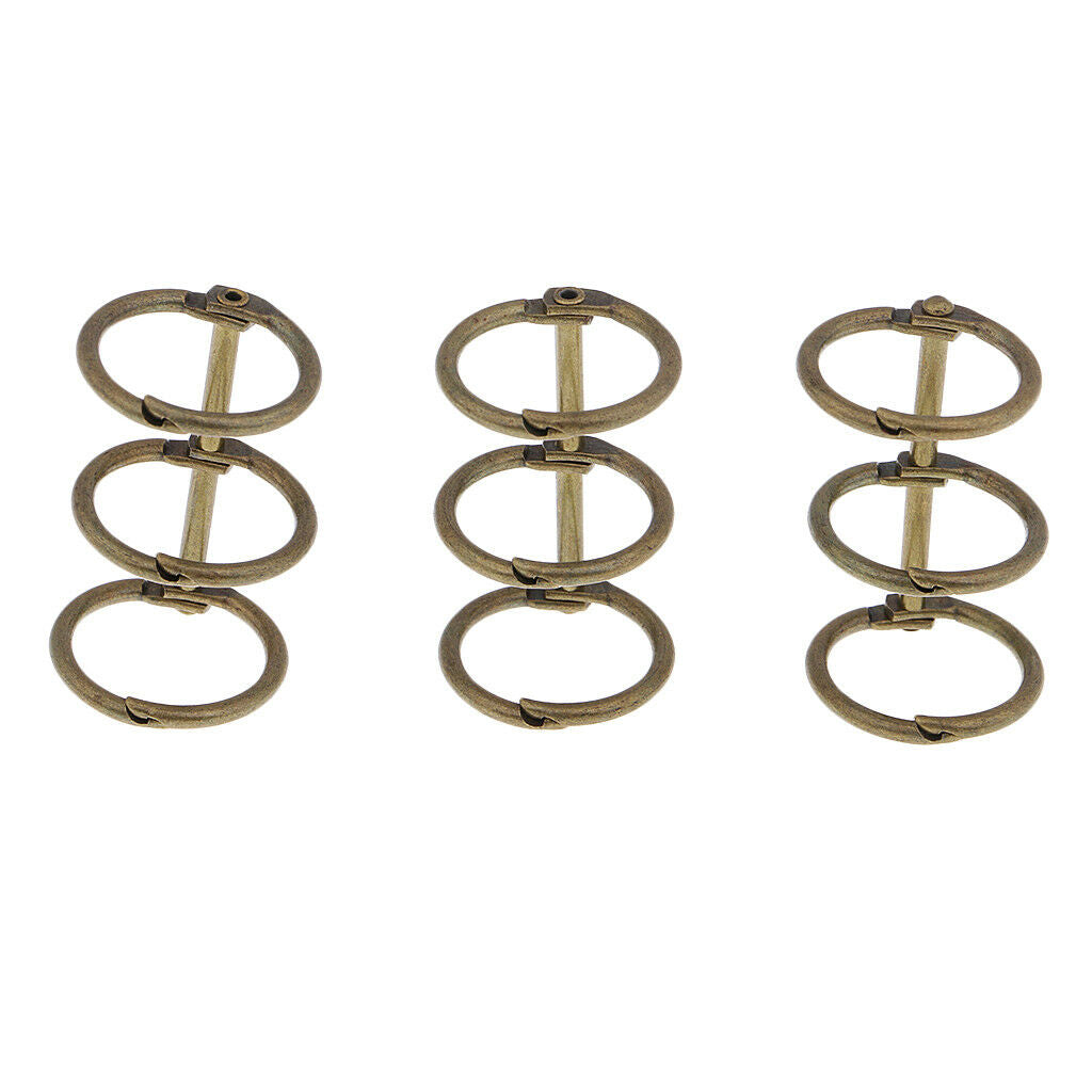 3Pcs Bronze Loose Leaf Binder Spiral Ring fits A5 A6 Student Office Supplies