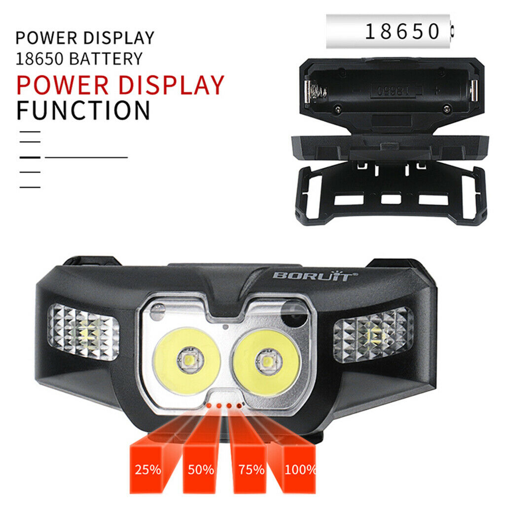 LED USB Motion Sensor Headlamp Waterproof Head Lamp Flashlights Camping