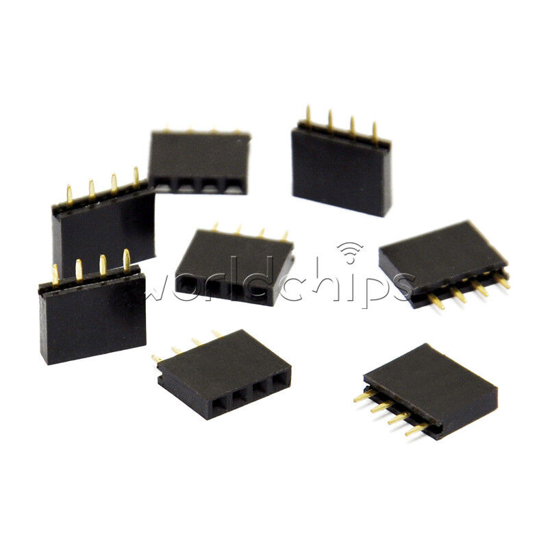 50PCS Straight Single Row 1x4 pins 2.54mm Female Header Connector