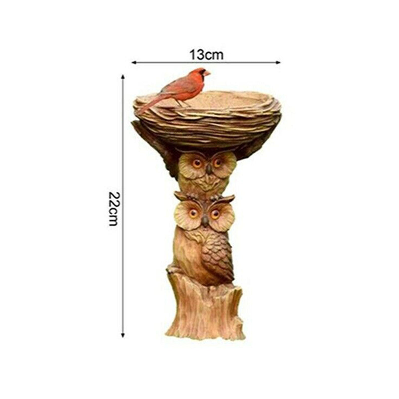Bird Bath& Feeder Pedestal Free Standing Garden Bird Owl Bath Tray Desgn