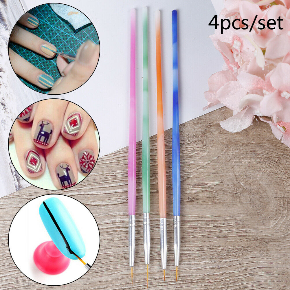 4x/Set Nail Art Liner Mixed Color Stripes Liner Drawing Brush Grid Painting DD