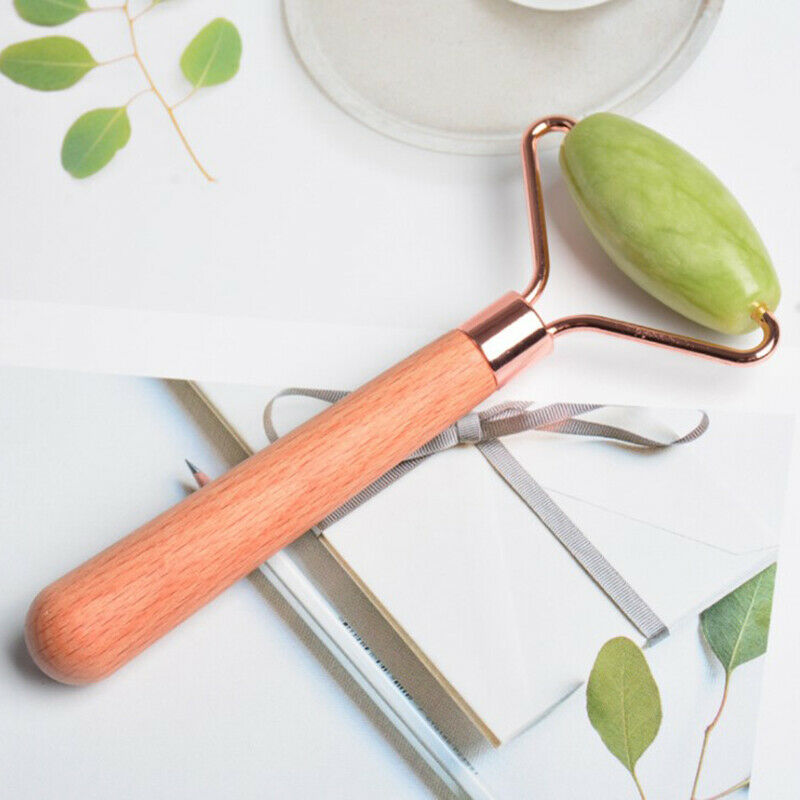 Facial Massage Roller Guasha Scraping Board Set Double Heads Jade Stone FaceFCA