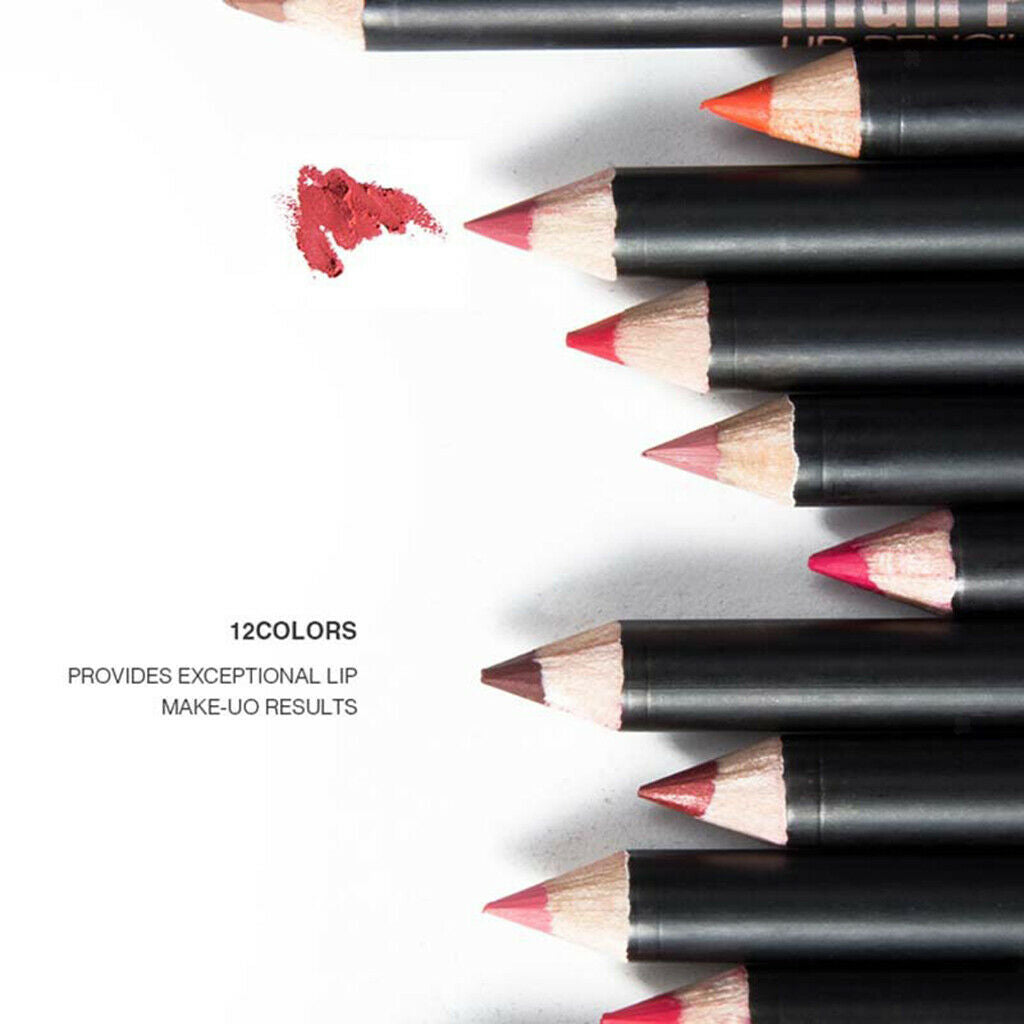 12 PCS /Lot Colors Matt Makeup Lipliner Waterproof Lasting+Eyeliner Pencil