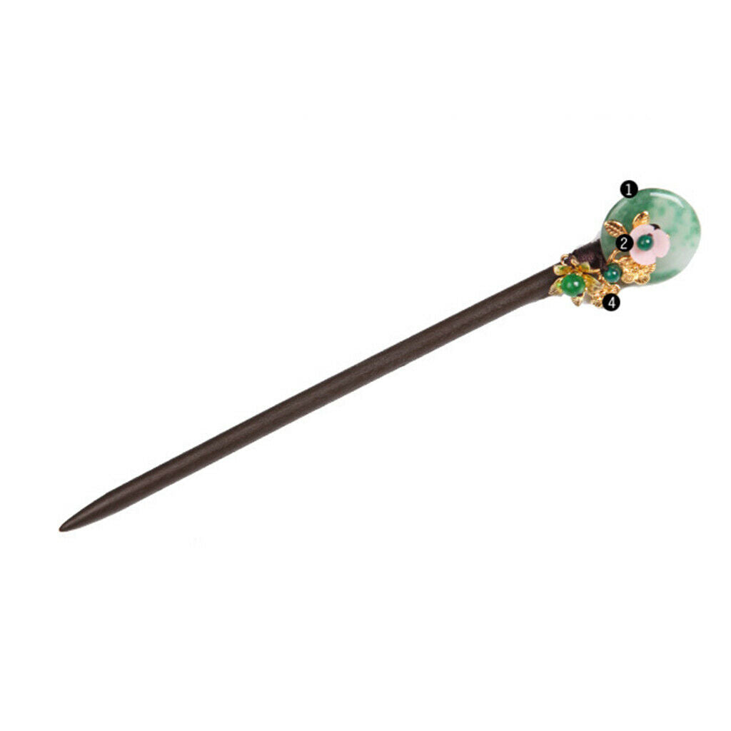 Styling Wood Jade Flower Hair Stick Hair Sticks