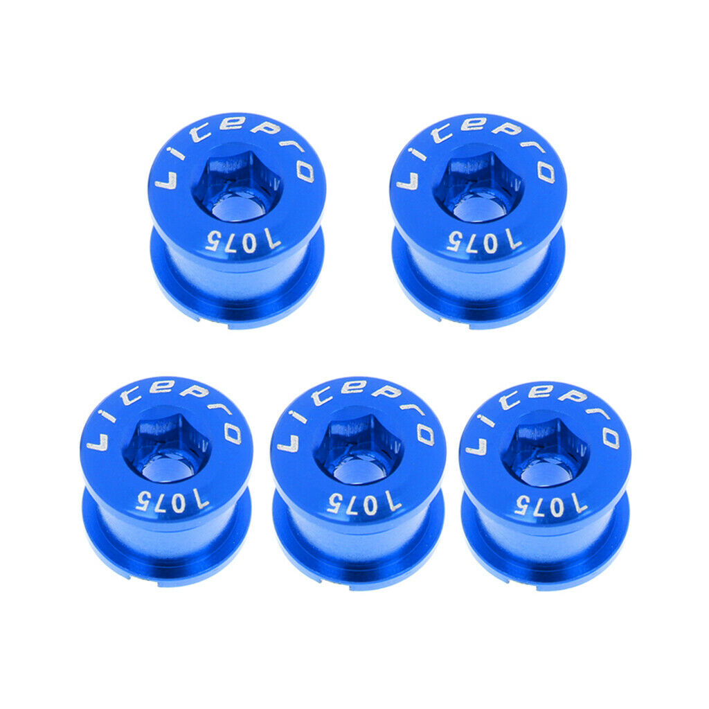 5Pcs Metal Bike Chain Wheel Ring Bolts Bicycle Disc Screws Crankset Blue