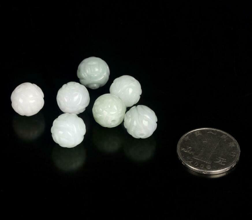Wholesale 50pcs A goods 12mm natural jade jadeite carved Loose beads