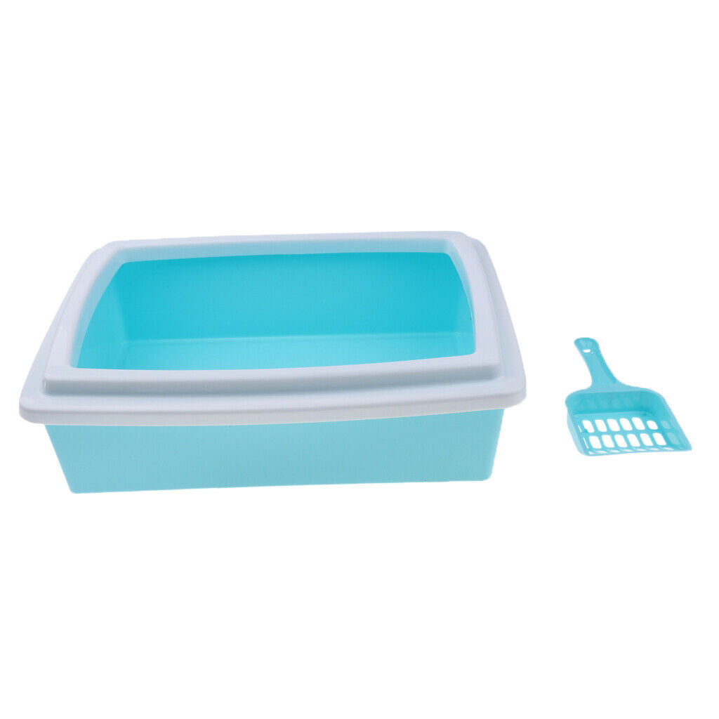 Rectangle Pet Cat Litter Box Kitty Toilet Seat Cat Toilet Cat Supplies Blue