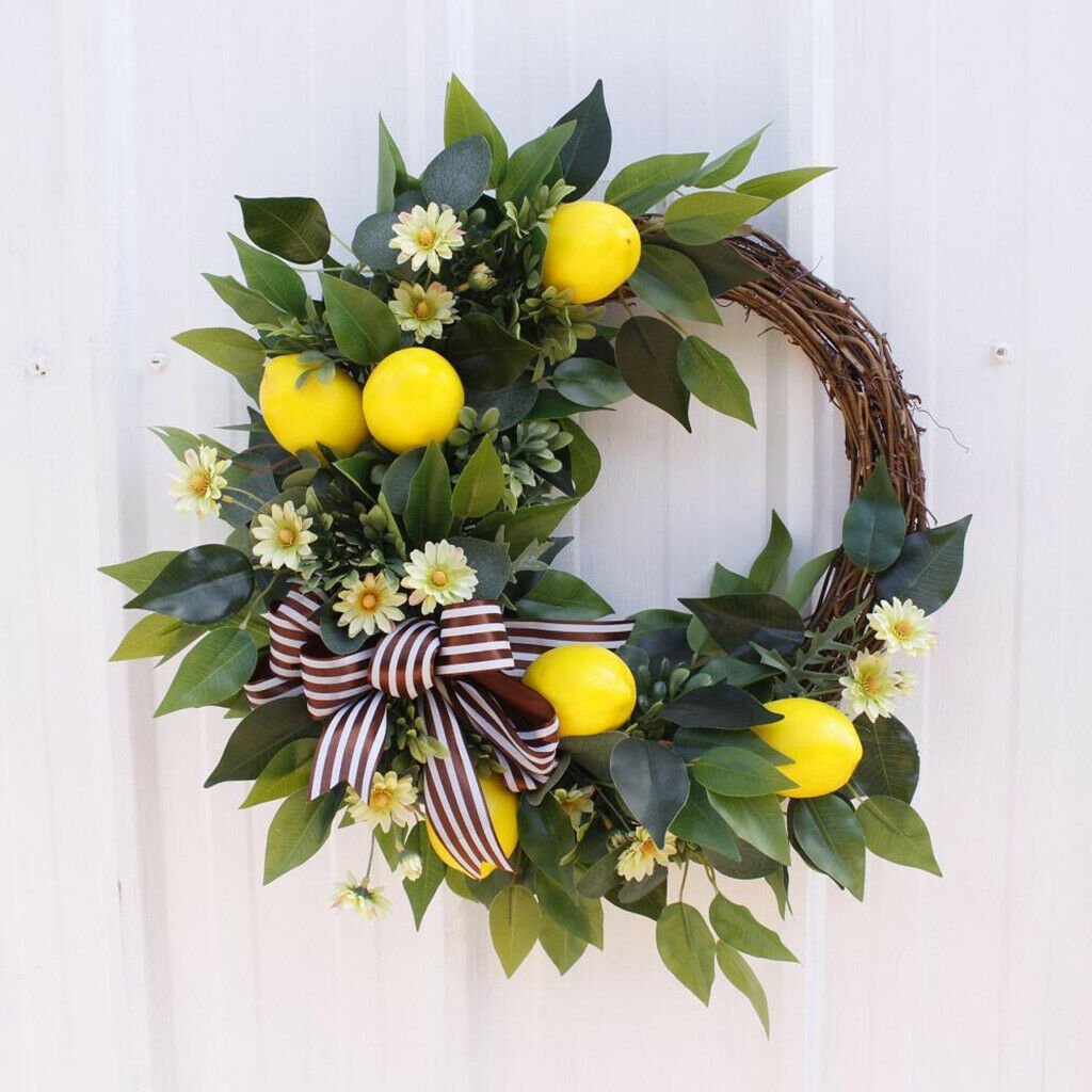 Front Door Wreath 19.69 Inch Artificial Lemon Wreath for Farmhouse Decor