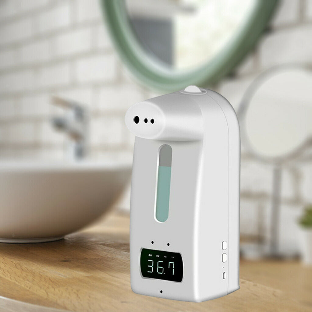 2 in 1 Touchless Infrared Thermometer with Hands Free Liquid Soap Dispenser