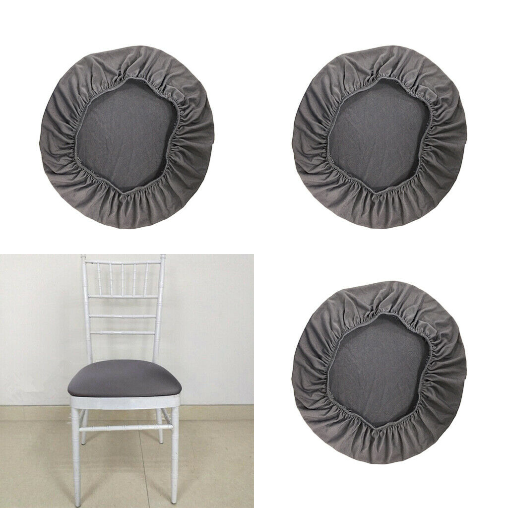 Set of 3 Comfort Wedding Banquet Dining Chair Seat Cover Machine Washable Gray