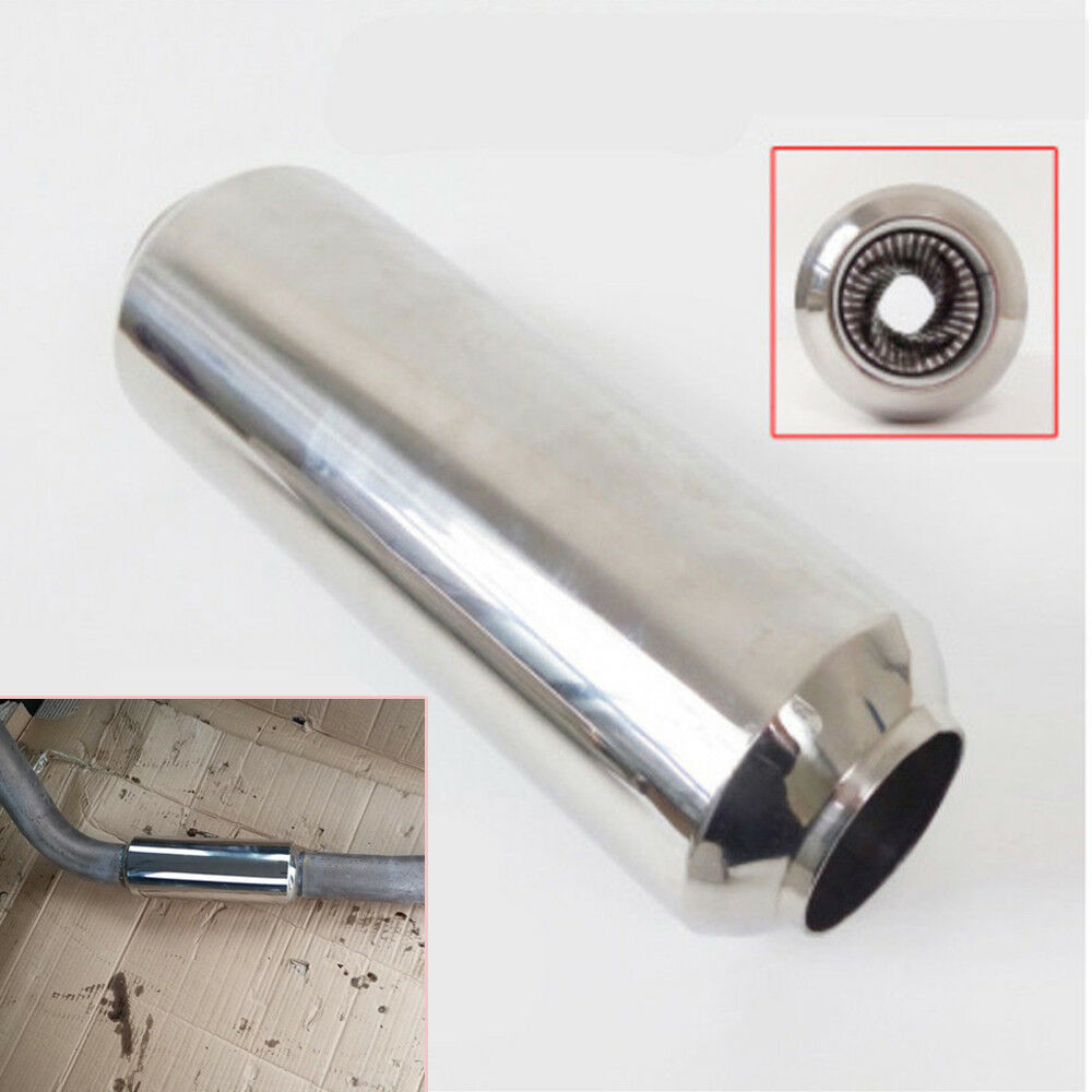 1PCS Stainless 63mm/2.5'' Auto Car Exhaust Pipe Muffler Silencer Muffler Chrome