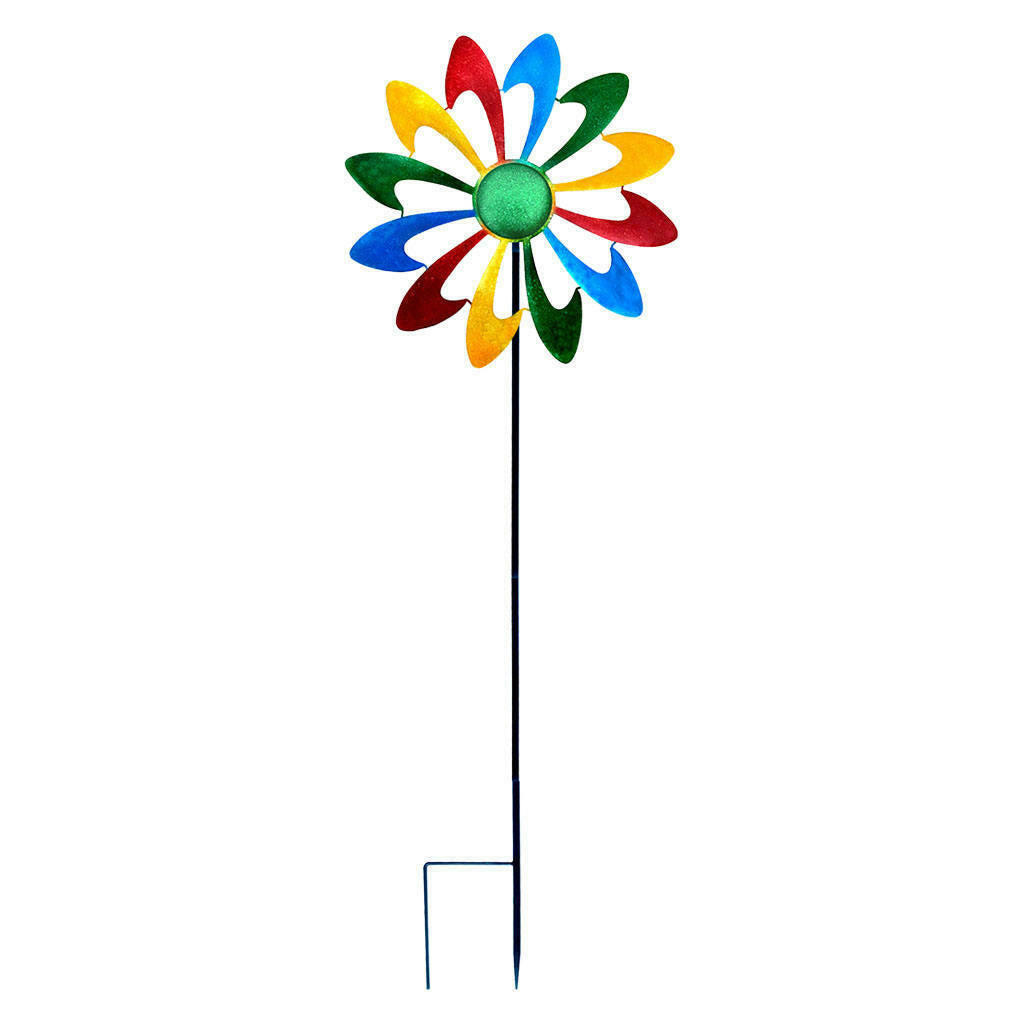 Metal Windmill Stake Spinner Outdoor Yard Art Decor for Yard Decorations Garden