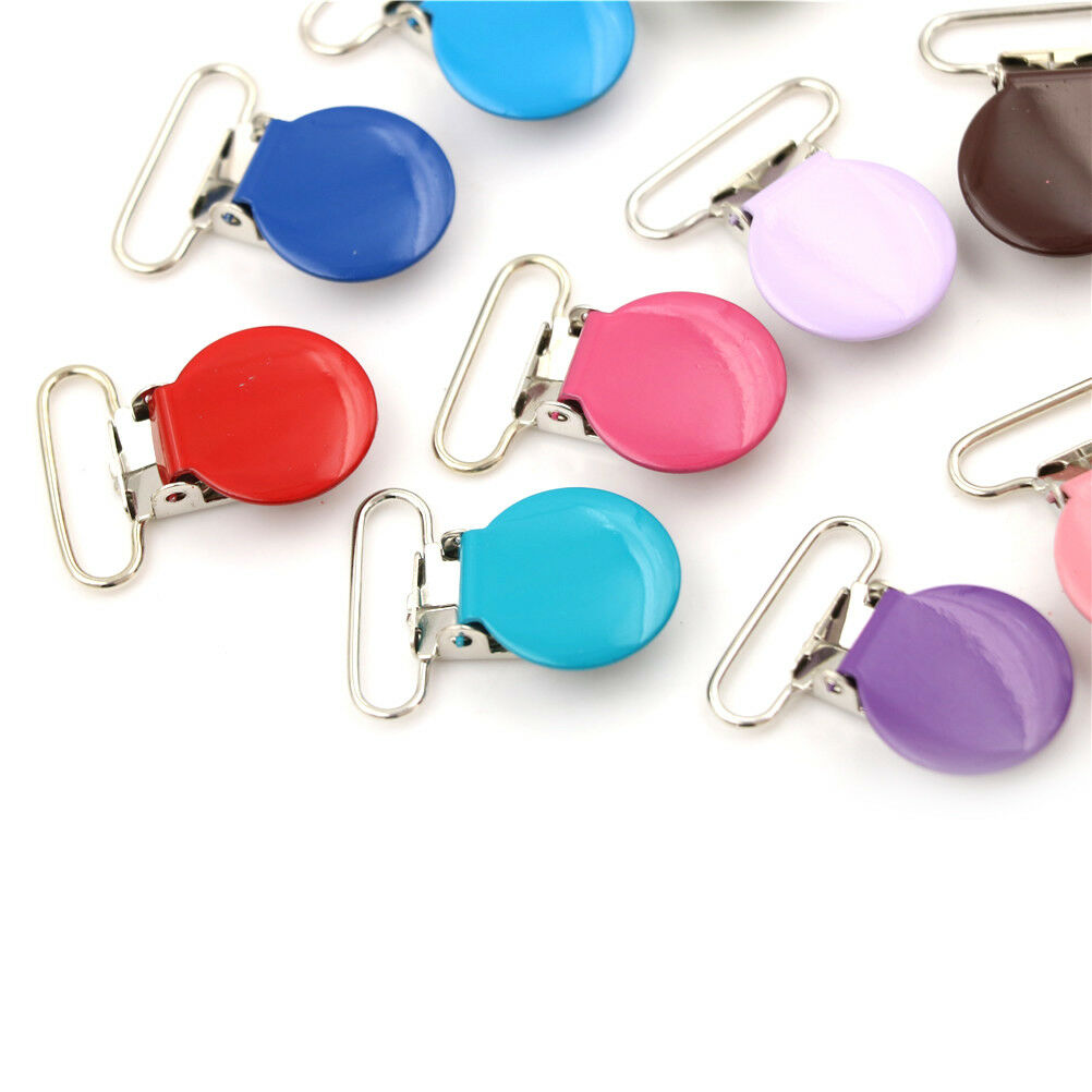 10x Mixed Color Infant Baby Metal Clips Pacifier Holders Alloy Suspender HooDD