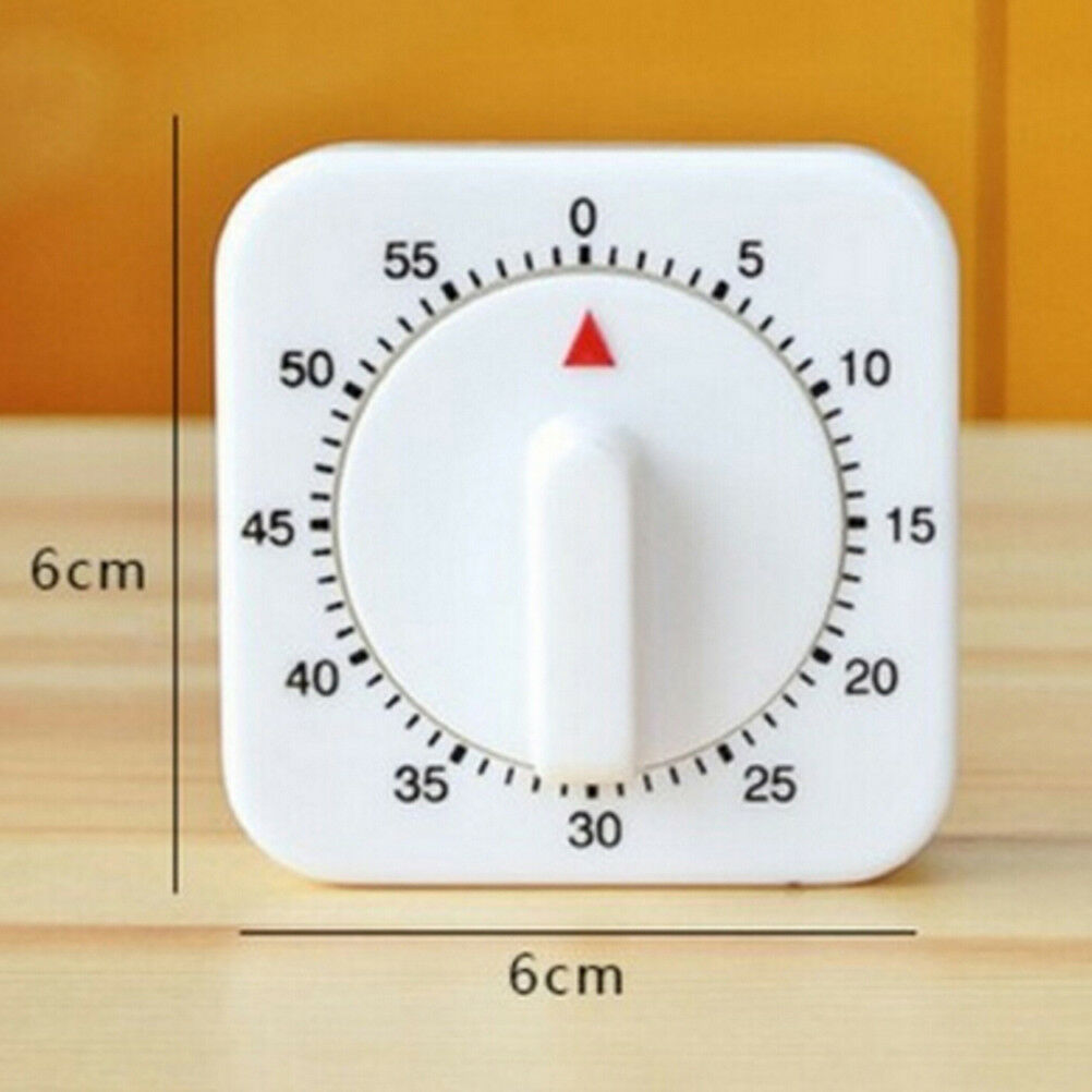 White Square 60-Minute Mechanical Timer Reminder Counting For Kitchen Nove.l8
