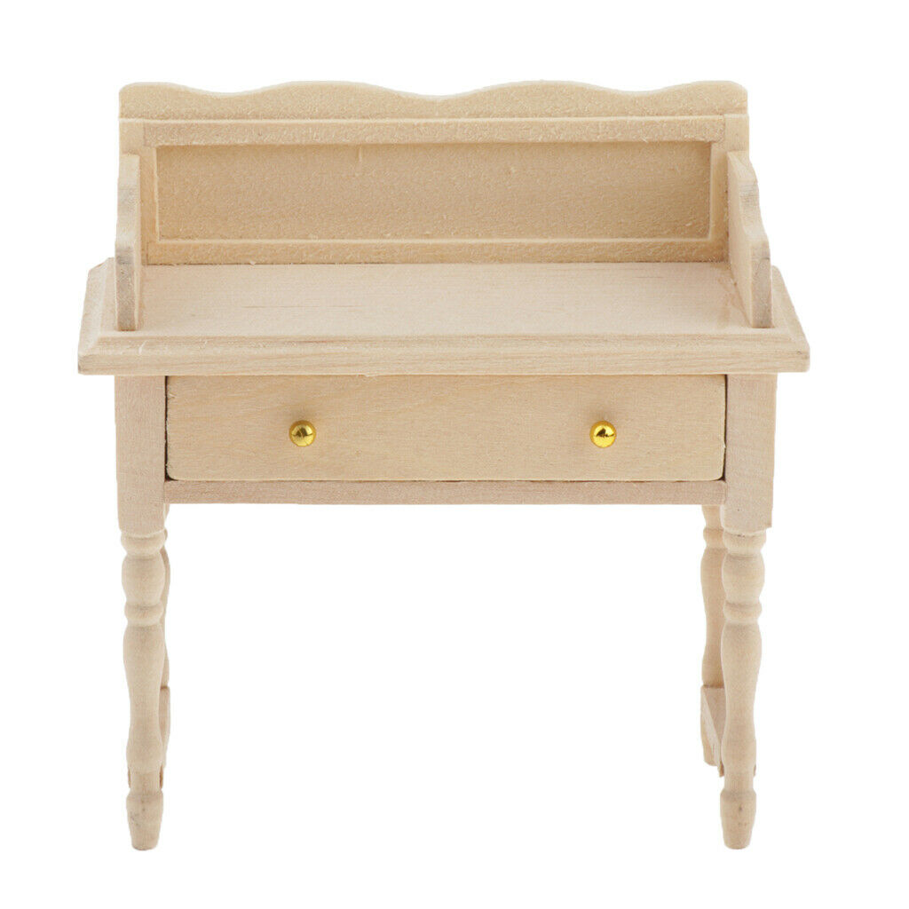2 Packs 1:12 Wooden Writing Desk Table Dressing Table for Furniture Kits