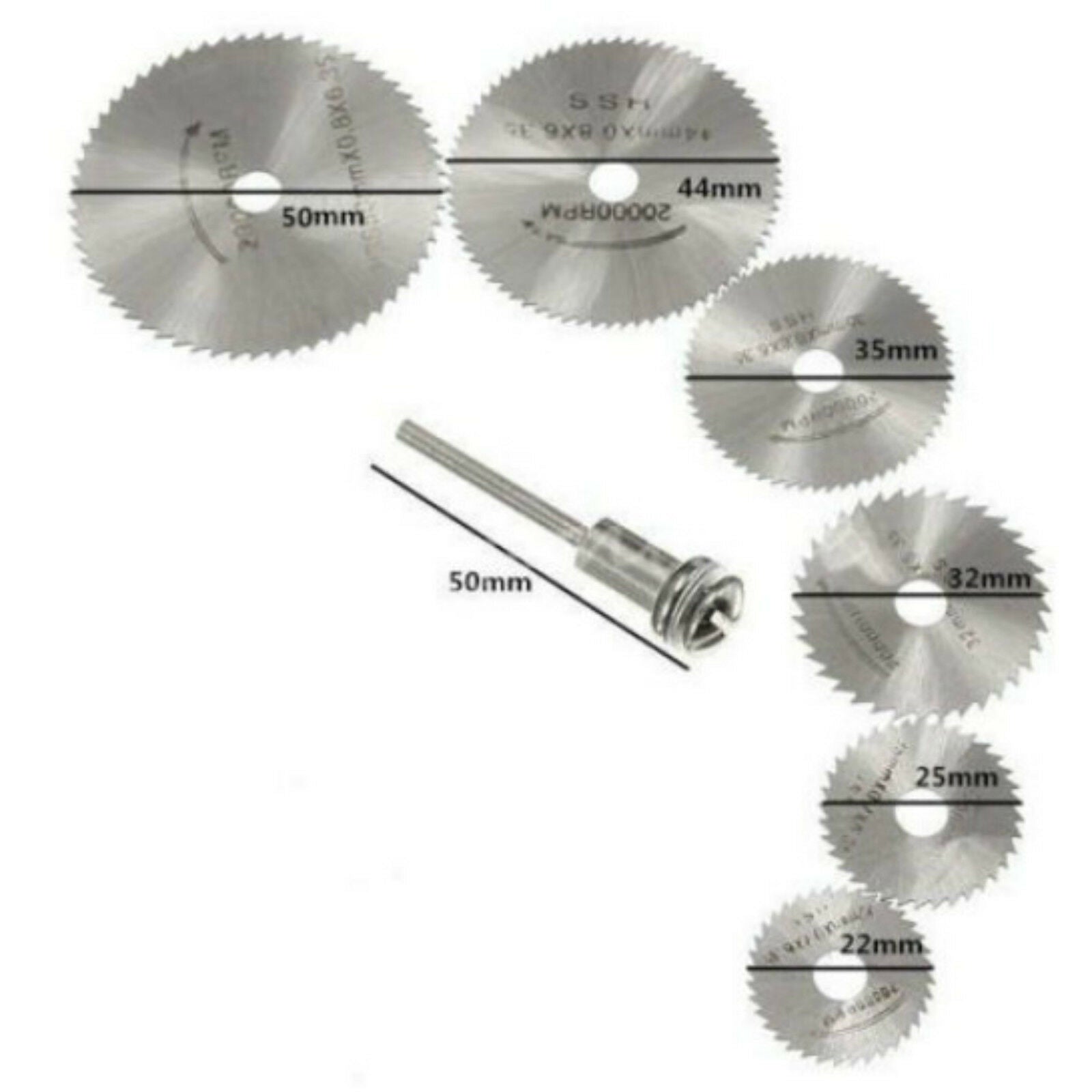 7PCS Cutting Wheel Discs Mandrel HSS Rotary Circular Saw Blades Tool Cutoff Wood