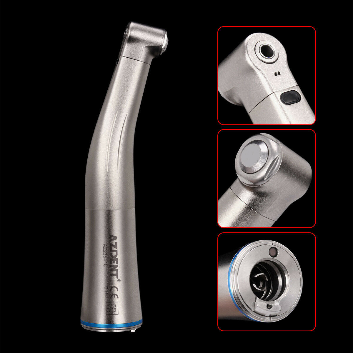 Dental Contra Angle Handpiece Internal Spray 1:1 LED Fiber Optic Push AZDENT UK