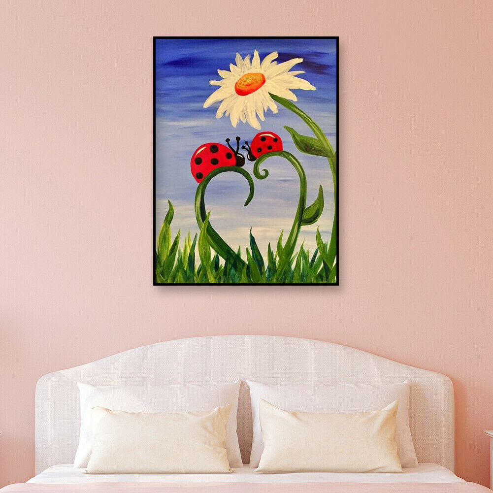 DIY Artwork Diamond Painting 5D Full Round Drill Kit Two Ladybugs Pictures @