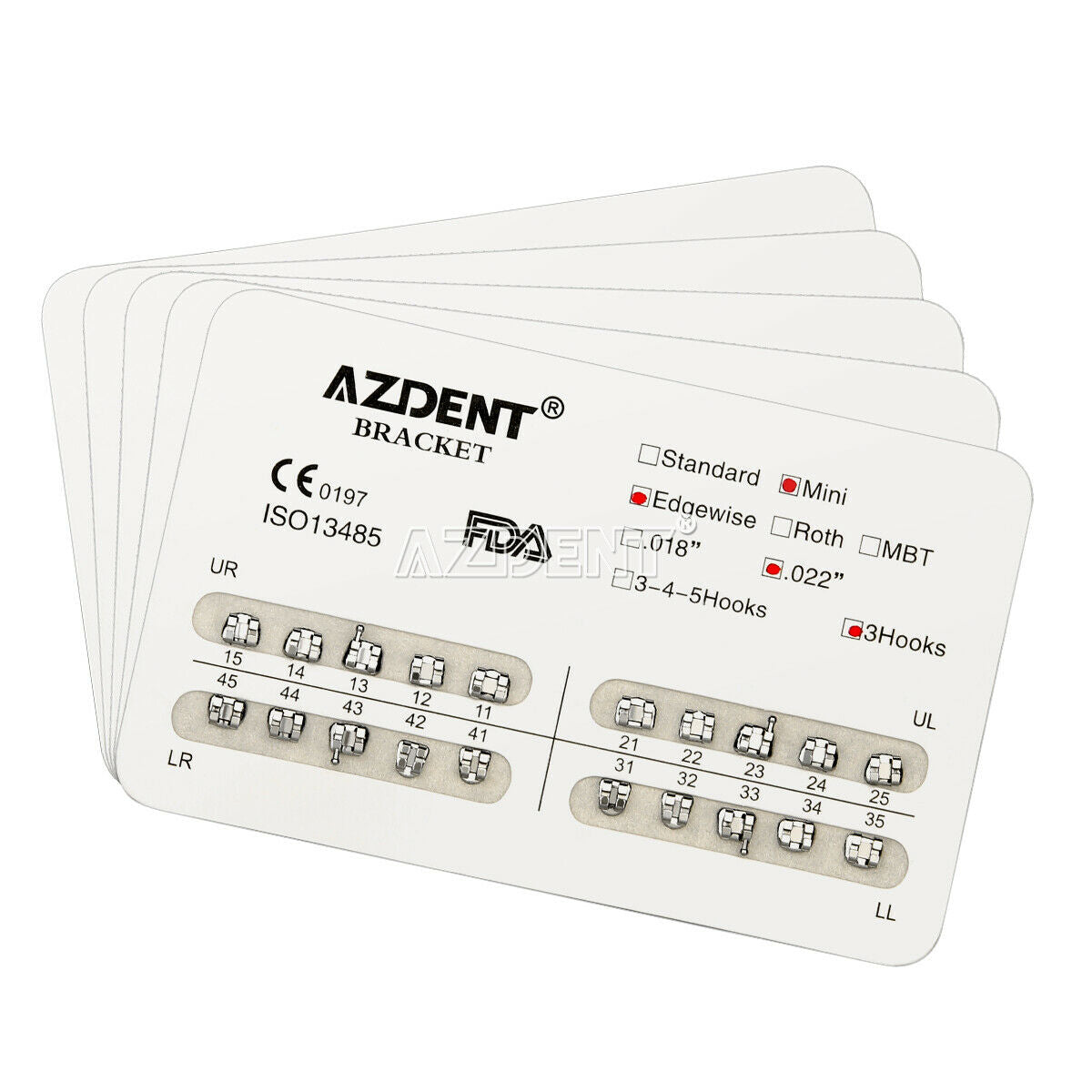 20 X AZDENT Dental Orthodontic Brackets Braces Mini Edgewise Slot 0.22 Hook 3
