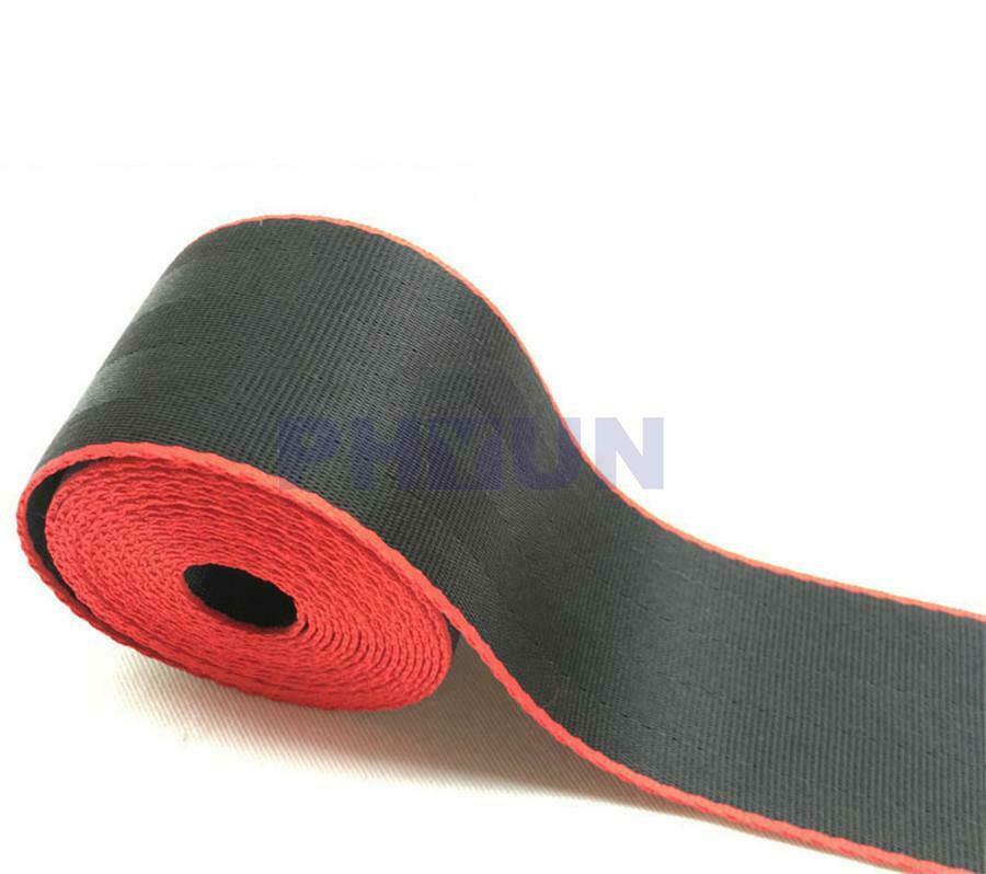 1x Roll 4.8cmx3.6m Car Seat Belt Webbing Strap Backpack Belt Black+Red Universal