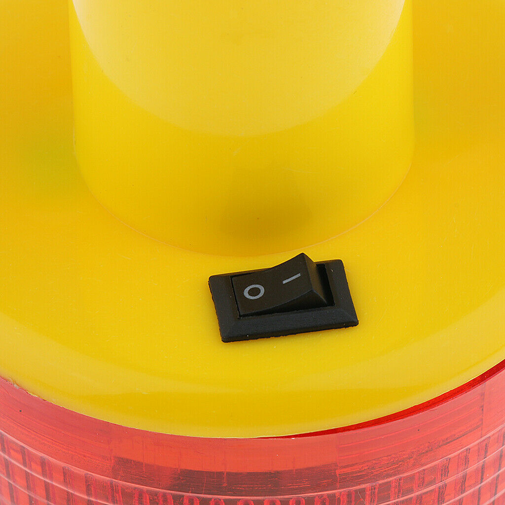 Solar Powered Warning Light Round Signal Beacon Red