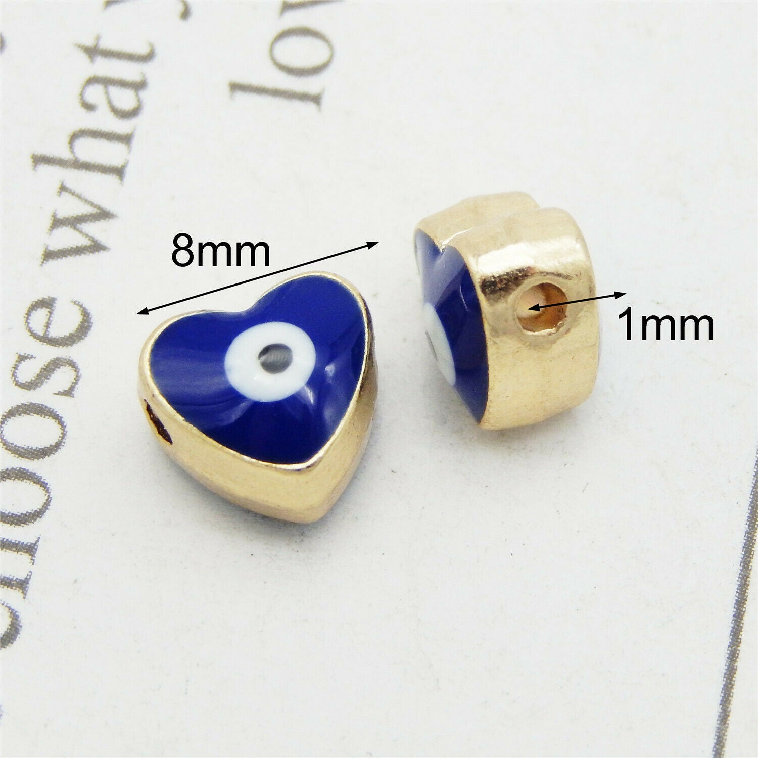 8X6mm Enamel Heart Turkish Loose Spacer Bead Evil Eye Bracelet Jewelry DIY 12PCS