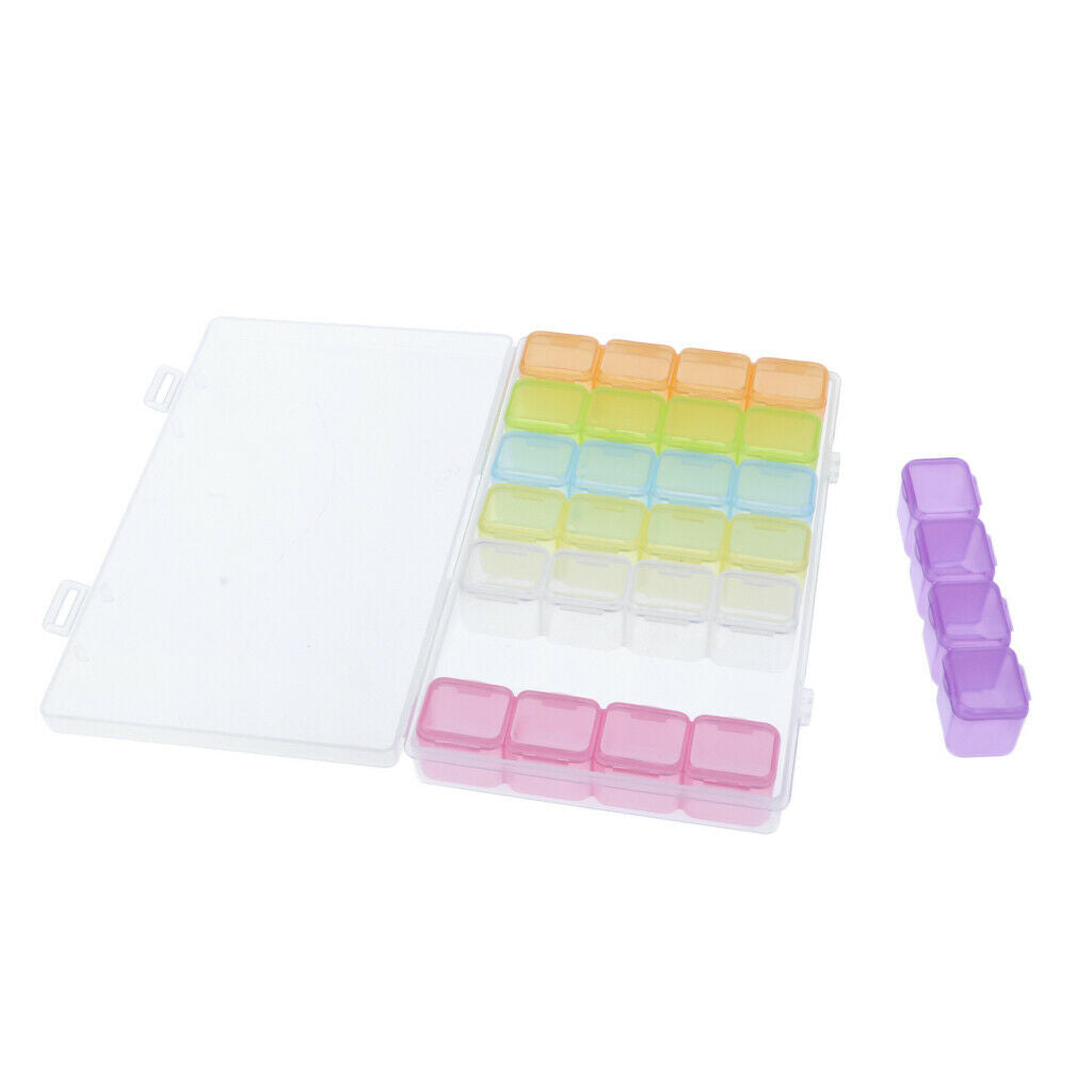 28 Storage Compartments for Nail Art Jewelry with Glitter Rhinestones