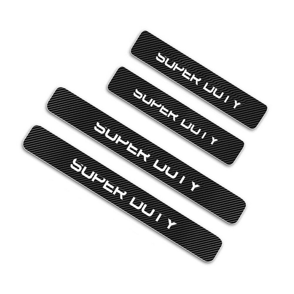 For Ford Super Duty Car Door Sill Cover Protector Trim Carbon Fiber Look Leather