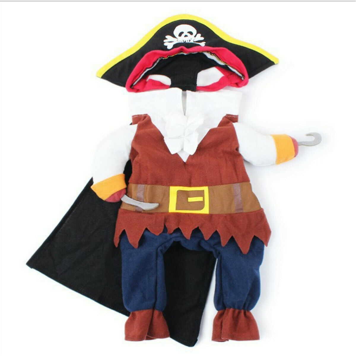 1 Set XL Pet Small Dog Cat Pirate Costume Outfit Jumpsuit Clothes for Halloween