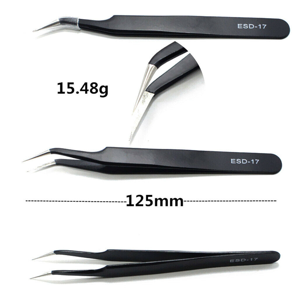 10Pcs Safe Anti-static Tweezers Set Maintenance Repair Stainless Steel Tools