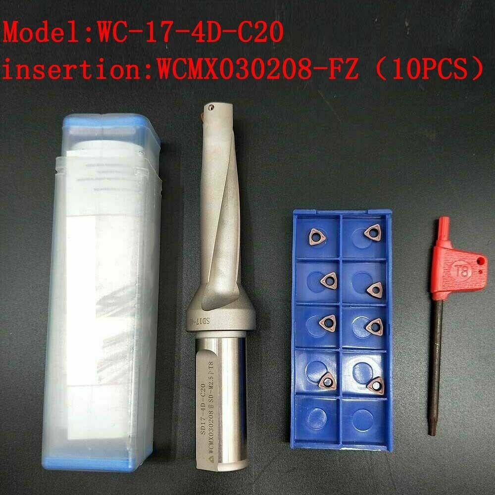 WC-17-4D-C20 U Drill 17mm-4D indexable drill bit +WCMX030208-FZ u drill inserts