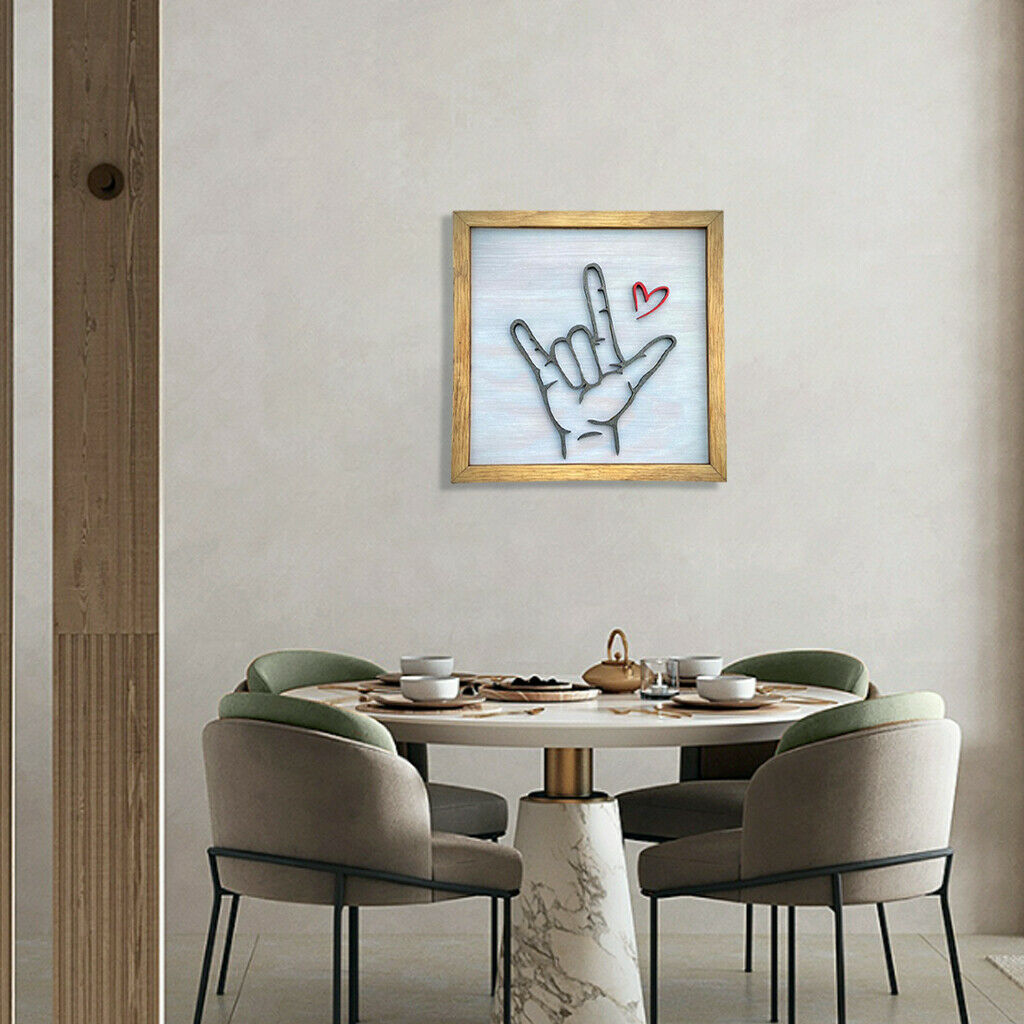Gesture Wall Art Poster Paintings TV Wood Heart Lover Living Room Decoratoin