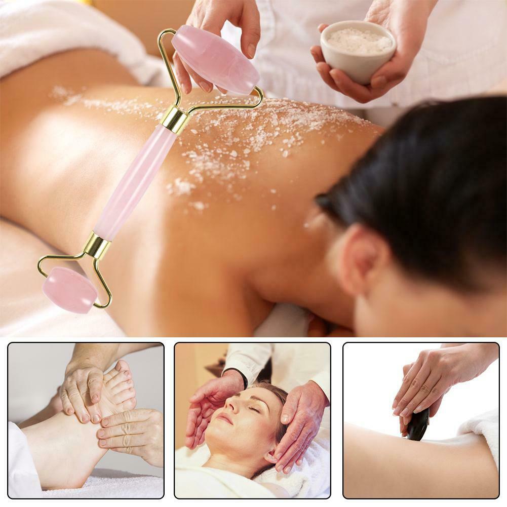 Jade Face Roller Gua Sha Scraping Device Body Massager Skin Beauty Care @