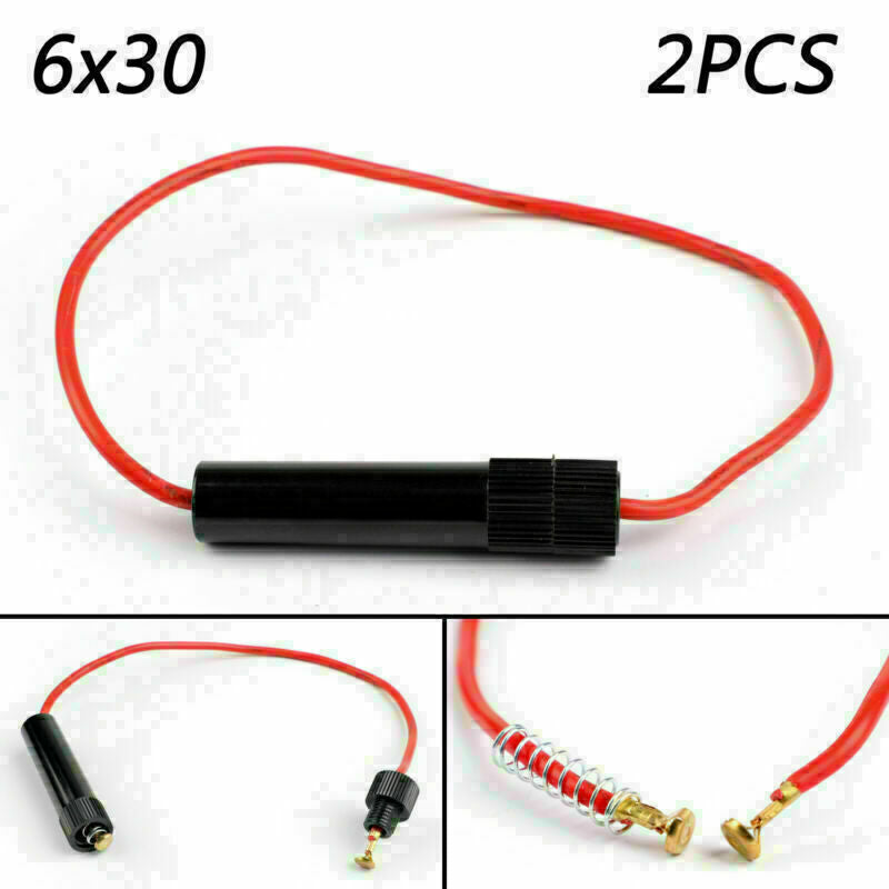 2Pcs 6x30mm AGC Glass Tube In-Line Fuse Holder 16 AWG OFC Copper Wire Cable  CN