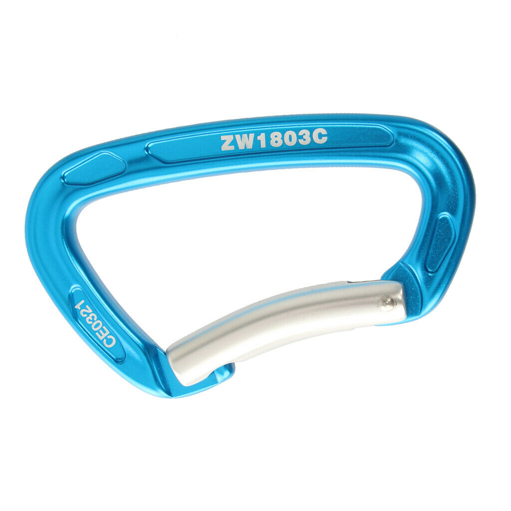 Outdoor Mountaineering Climbing Aluminum Bent Gate Carabiner 24KN - Blue